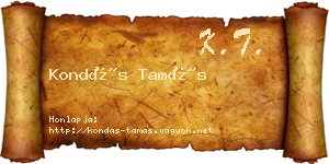Kondás Tamás névjegykártya